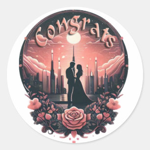 Happy Wedding Classic ronde Stickers