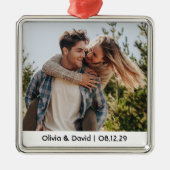 Happy Wedding Couple Photo Metalen Ornament (Voorkant)