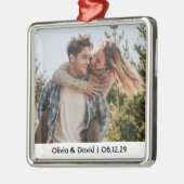 Happy Wedding Couple Photo Metalen Ornament (Links)