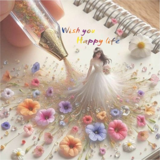 Happy Wedding Cut Vinyl Sticker (Voorkant)