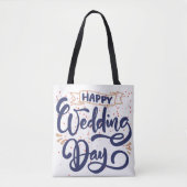 Happy Wedding Day Canvas tas – Romantisch cadeau (Voorkant)