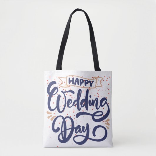 Happy Wedding Day Canvas tas – Romantisch cadeau (Voorkant)