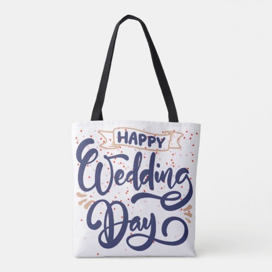 Happy Wedding Day Canvas tas – Romantisch cadeau (Achterkant)