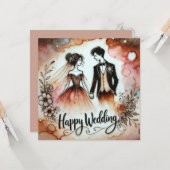 Happy Wedding Day Kaart (Voorkant / Achterkant in situ)