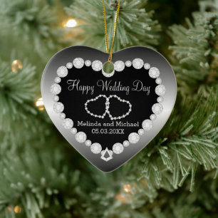 Happy Wedding Day   Zilver   DIY-tekst Keramisch Ornament
