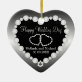 Happy Wedding Day | Zilver | DIY-tekst Keramisch Ornament (Voorkant)