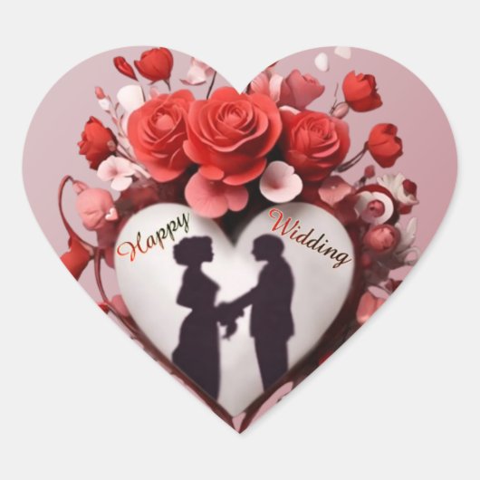 Happy Wedding Heart Stickers (Voorkant)