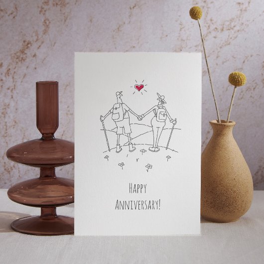 Happy Wedding Hiking Jubileum Red Heart Briefkaart