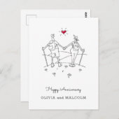 Happy Wedding Hiking Jubileum Red Heart Briefkaart (Voorkant / Achterkant)