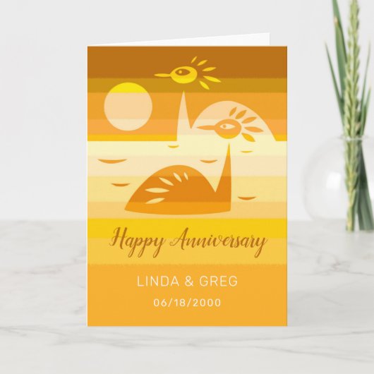 Happy Wedding Jubileum Birds Golden Sunset Kaart (Voorkant)