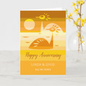 Happy Wedding Jubileum Birds Golden Sunset Kaart (Gele Bloem)