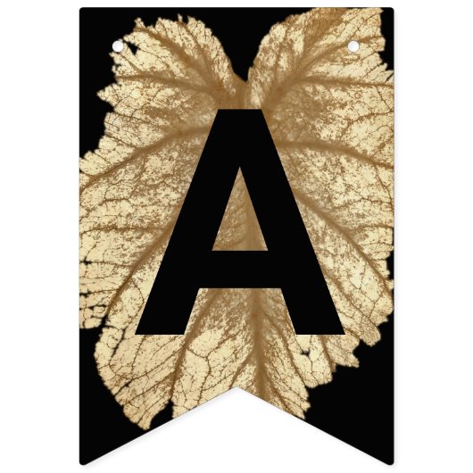 Happy Wedding Jubileum Faux Gold Leaf Black Vlaggetjes (Tweede vlag)