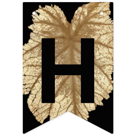 Happy Wedding Jubileum Faux Gold Leaf Black Vlaggetjes (Eerste vlag)