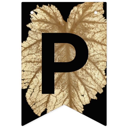 Happy Wedding Jubileum Faux Gold Leaf Black Vlaggetjes (Derde vlag)