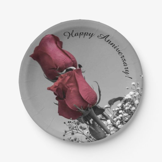 Happy Wedding Jubileum | Foto rode rozen Papieren Bordje (Voorkant)