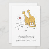 Happy Wedding Jubileum Getrouwd Dinosaurus Kaart (Voorkant / Achterkant)