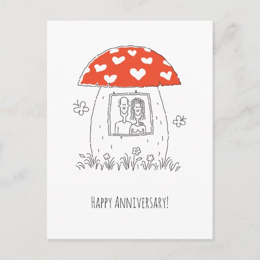 Happy Wedding Jubileum Heart Couple Mushroom Briefkaart (Voorkant)