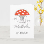Happy Wedding Jubileum Heart Couple Mushroom Kaart (Gele Bloem)