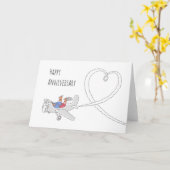 Happy Wedding Jubileum Heart Married Couple Kaart (Gele Bloem)