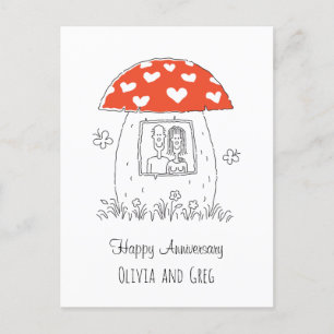 Happy Wedding Jubileum Heart Mushroom Briefkaart