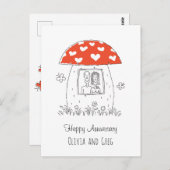 Happy Wedding Jubileum Heart Mushroom Briefkaart (Voorkant / Achterkant)