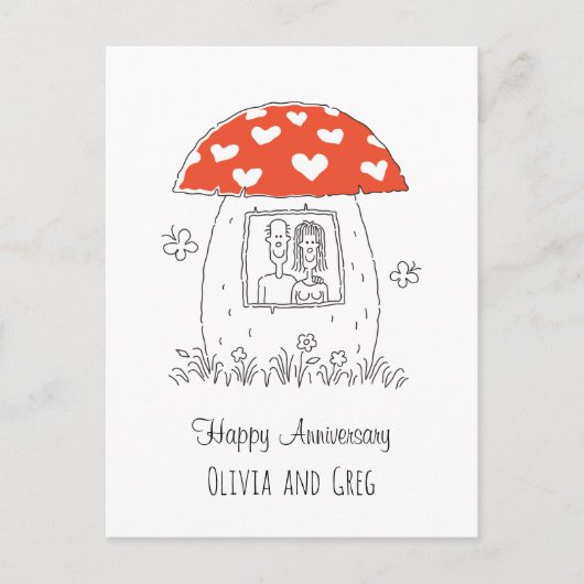 Happy Wedding Jubileum Heart Mushroom Briefkaart (Voorkant)