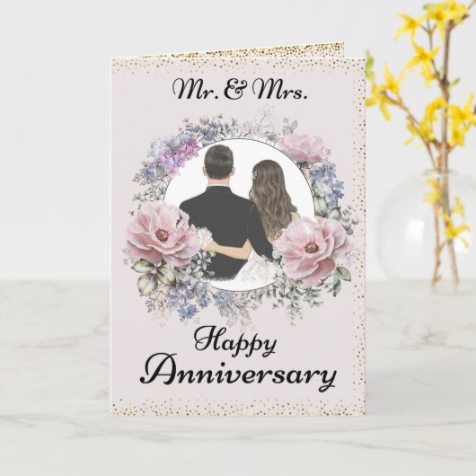 HAPPY WEDDING JUBILEUM KAART (Gele Bloem)