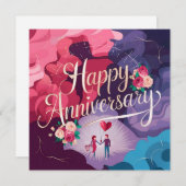 Happy Wedding Jubileum Kaarten Elegant (Voorkant / Achterkant)