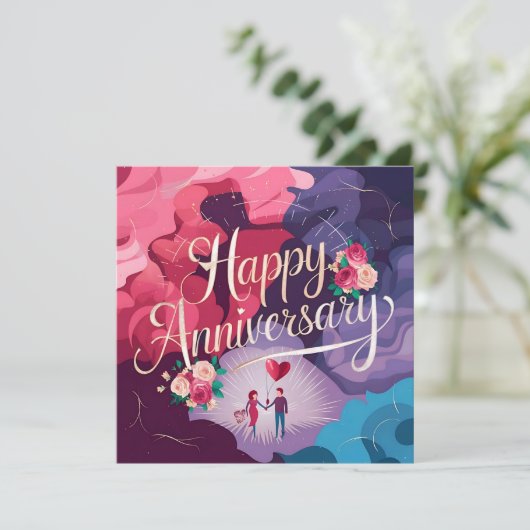 Happy Wedding Jubileum Kaarten Elegant (Staand voorkant)