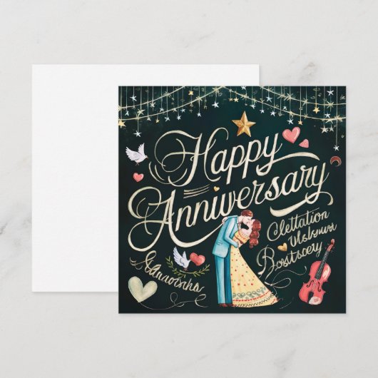 Happy Wedding Jubileum Kaarten Elegant (Voorkant / Achterkant)