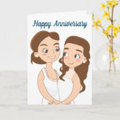 Happy Wedding Jubileum Lesbian Couple Kaart (Gele Bloem)