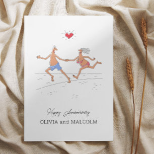 Happy Wedding Jubileum Paar Strand Hart Briefkaart