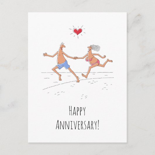 Happy Wedding Jubileum Paar Strand Hart Briefkaart (Voorkant)