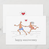 Happy Wedding Jubileum Paar Strand Hart Kaart (Voorkant / Achterkant)