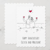 Happy Wedding Jubileum Red Heart gehuwde Kaart (Voorkant / Achterkant)