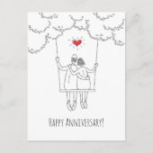 Happy Wedding Jubileum Red Heart Swing Paar Briefkaart (Voorkant)