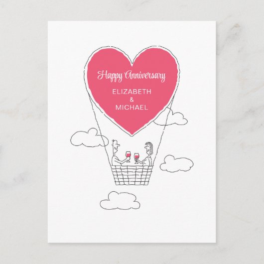 Happy Wedding Jubileum Red Heart trouwende paren Briefkaart (Voorkant)