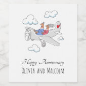 Happy Wedding Jubileum Red Heart trouwende paren Wijn Etiket (Enkel label)