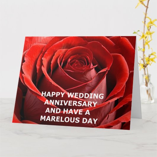 HAPPY WEDDING JUBILEUM RODE ROOS KAART (Gele Bloem)