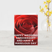 HAPPY WEDDING JUBILEUM RODE ROOS KAART (Gele Bloem)