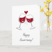 Happy Wedding Jubileum Rode Wijn Hart Kaart (Gele Bloem)