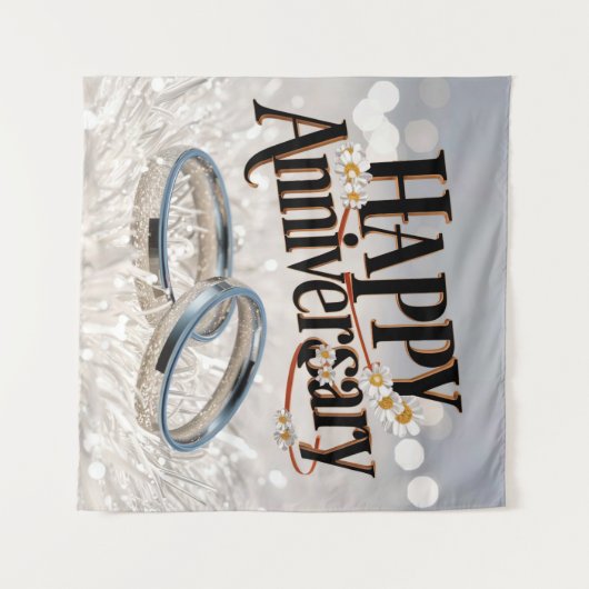 Happy Wedding Jubileum tapijt Wandkleed (Voorkant (horizontaal))