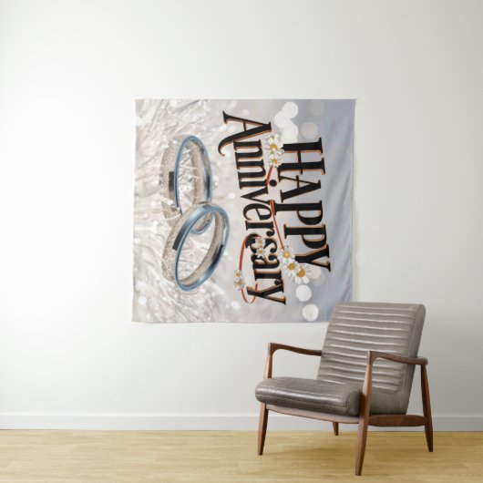 Happy Wedding Jubileum tapijt Wandkleed (In Situ (horizontaal))