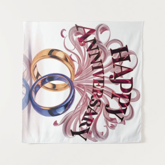 Happy Wedding Jubileum tapijt Wandkleed (Voorkant (horizontaal))