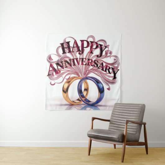 Happy Wedding Jubileum tapijt Wandkleed (In situ)