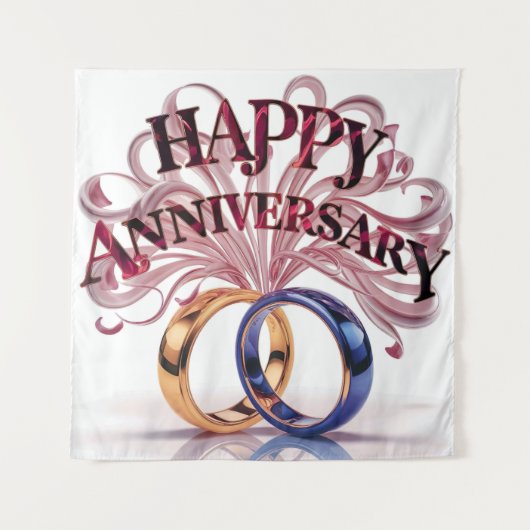 Happy Wedding Jubileum tapijt Wandkleed (Voorkant)