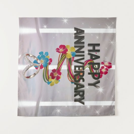 Happy Wedding Jubileum tapijt Wandkleed (Voorkant (horizontaal))