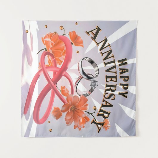 Happy Wedding Jubileum tapijt Wandkleed (Voorkant (horizontaal))