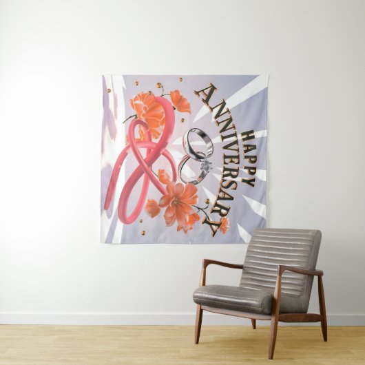 Happy Wedding Jubileum tapijt Wandkleed (In Situ (horizontaal))