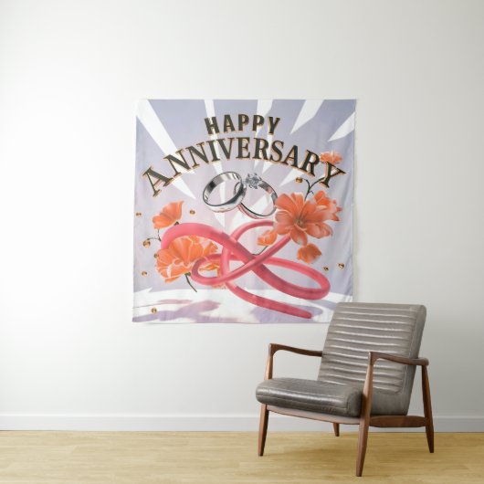 Happy Wedding Jubileum tapijt Wandkleed (In situ)